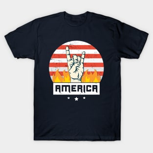 America 4th of July Shirt Rock & Roll T-Shirt